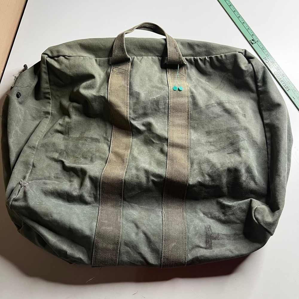 Vintage US Military Canvas Aviator Kit Bag Olive Drab Duffel Cargo Bag Large